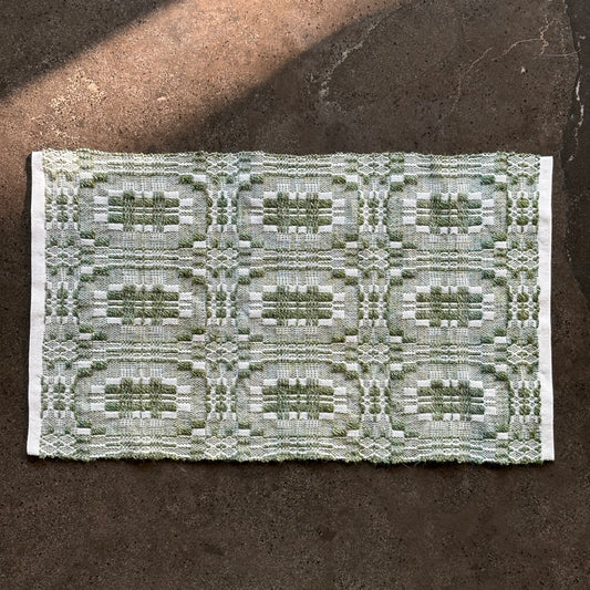 Overshot Runner in Green Handspun