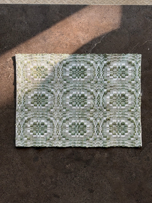 Overshot Runner in Green Handspun